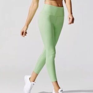Carbon38 High Rise Ribbed Lime Green Leggings